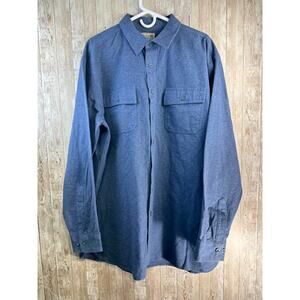 LL Bean Flannel Shirt Mens XLT Navy Blue Heavy Chamois Collared Button Up 0 MT04